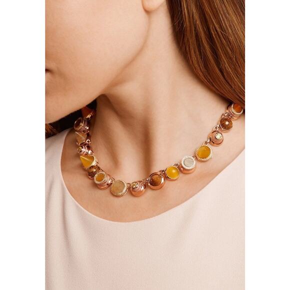 Eddie Borgo Necklace Collage Hematite & Quartz Gold Plated Cabochon Collar $800 - Picture 1 of 14